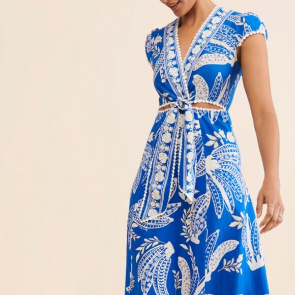 Excellent Condition - Farm Rio Lace Banana Midi Dress - Picture 1 of 5